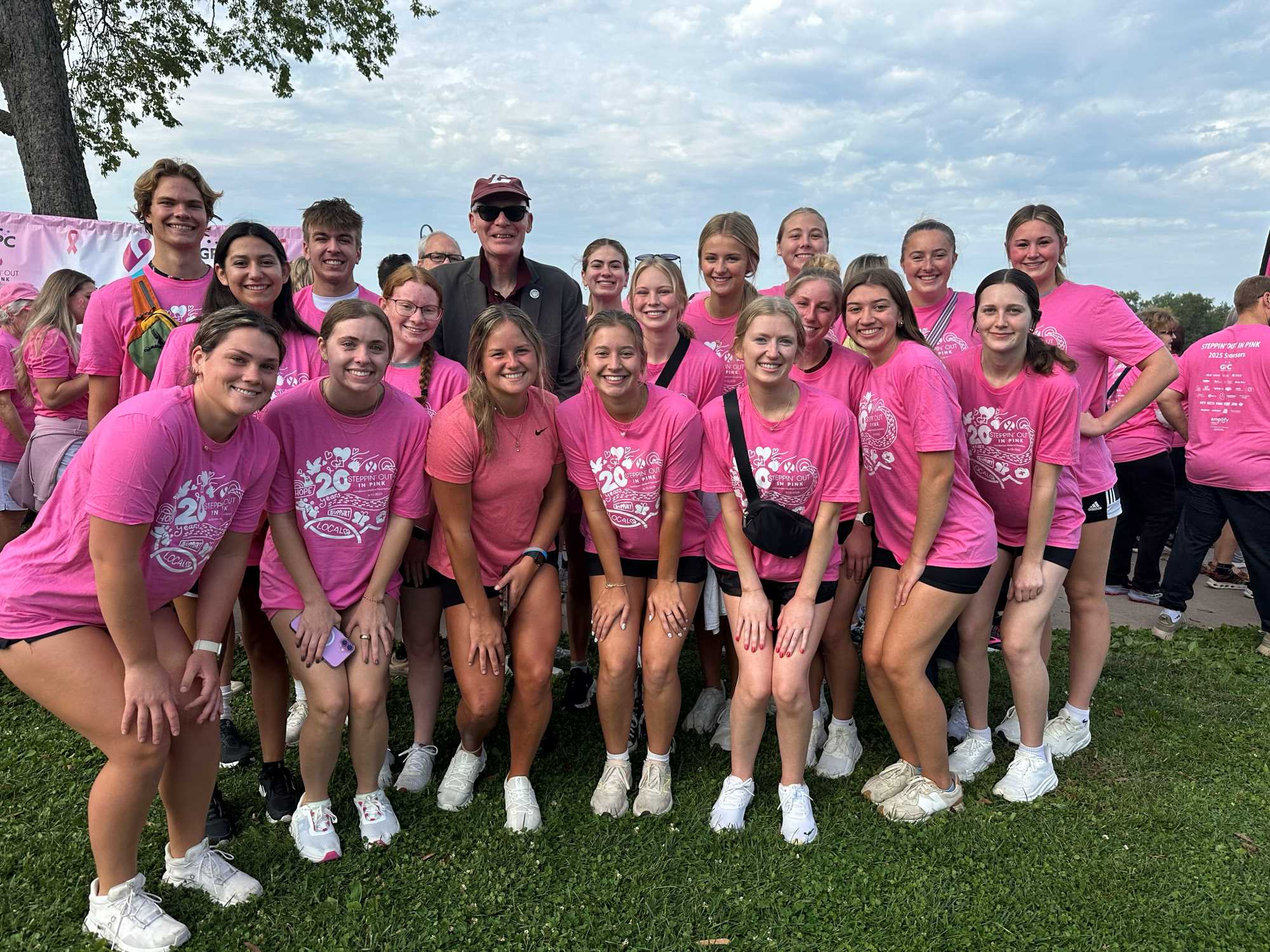 Chancellor James Beeby with UWL's Radiation Therapy Program for the Steppin' Out in Pink event!