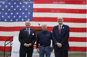 Chancellor Beeby and community members at the Veterans breakfast at UWL on Veterans Day at UWL in 2025