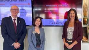 Visit with VARC. 
Chancellor James Beeby, Lisa Klein and VARC CEO Liz Filter