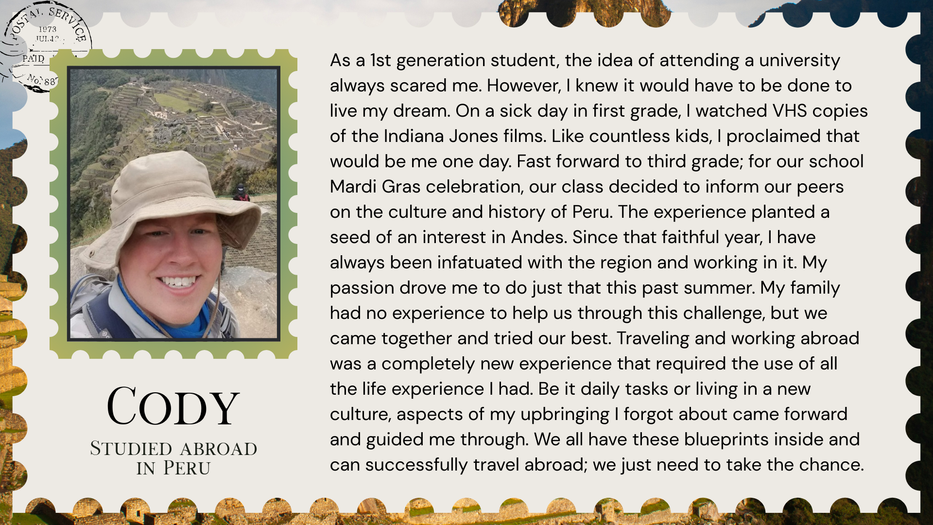 Quote from Cody in Peru