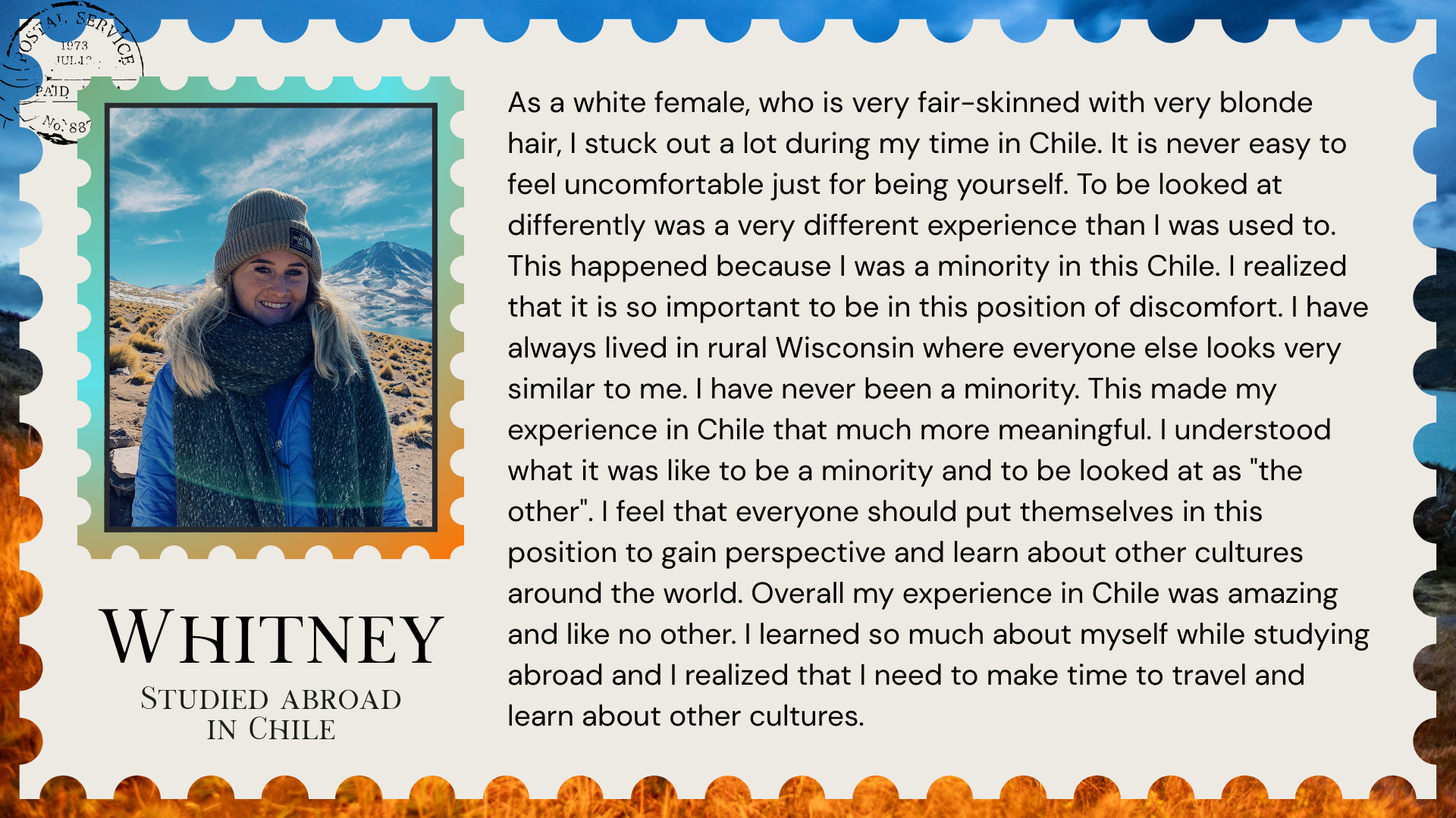 Quote from Whitney in Chile