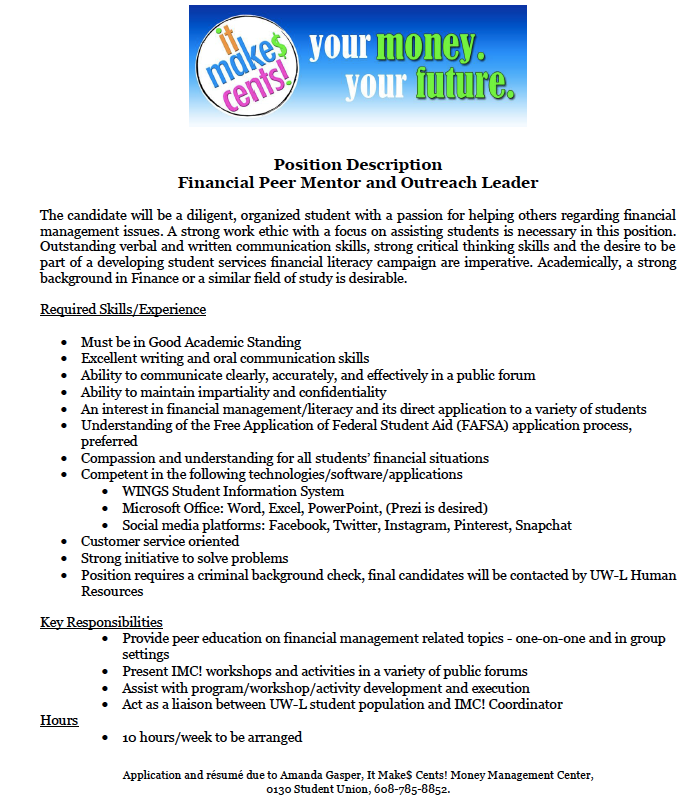IMC Job Description