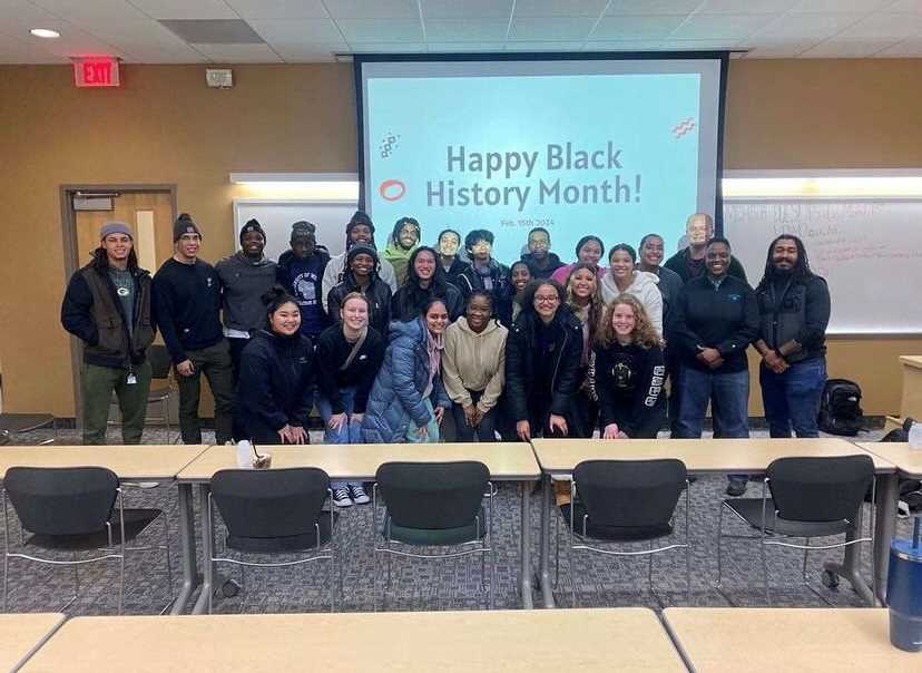 Black Student Unity (BSU) meeting celebrating Black History Month. 