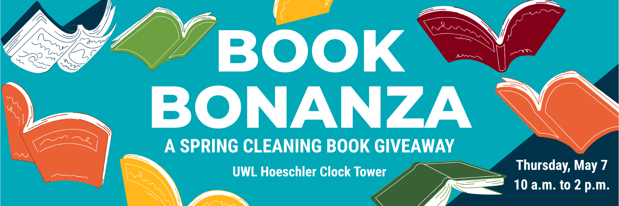 book bonanza
Thursday, May 7
10 a.m. to 2 p.m.
A spring cleaning book giveaway
UWL Hoeschler Clock Tower