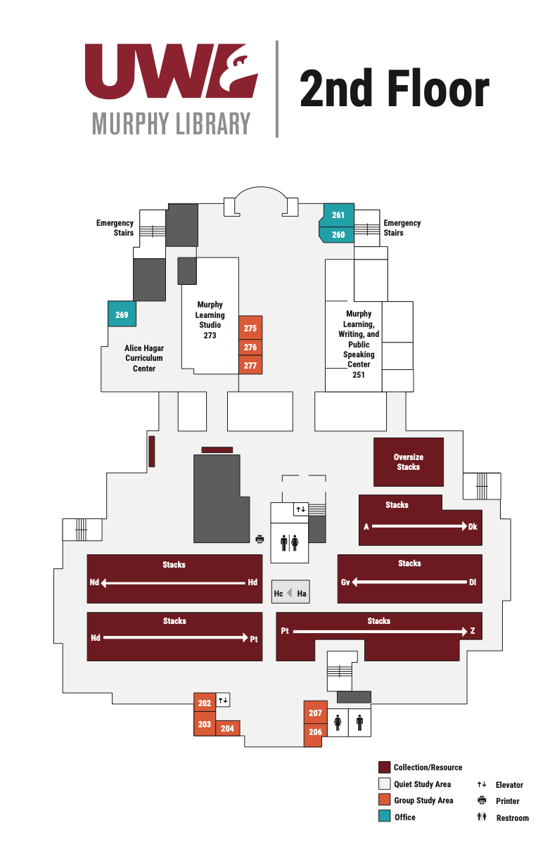 Murphy Library 2nd floor map