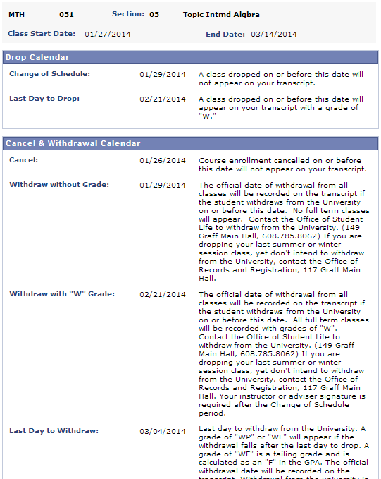 Finding other Drop/Add dates Records and Registration UWLa Crosse