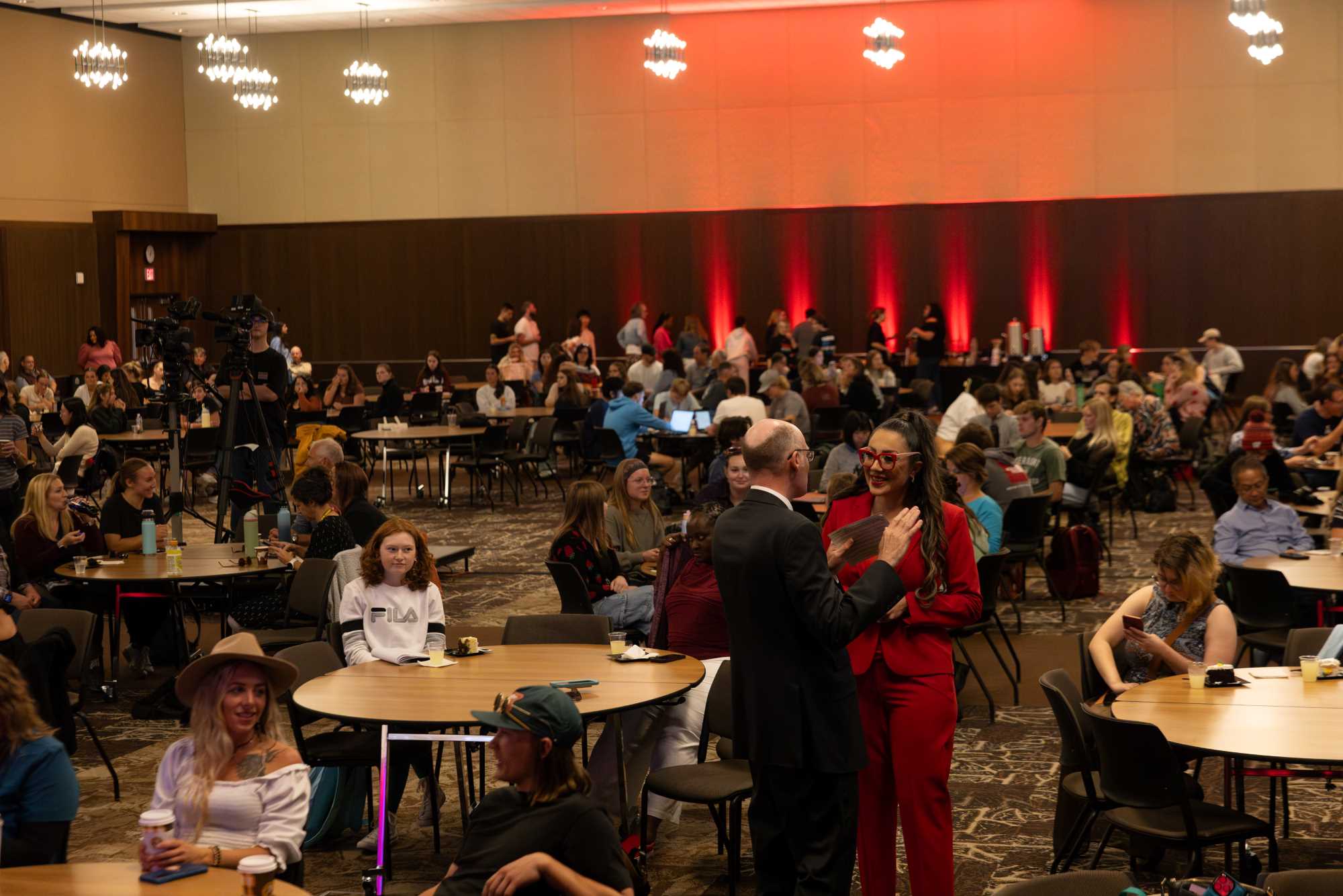 Chancellor James Beeby and Sona Kazemi among the crowd at the TEDxUWLaCrosse event.