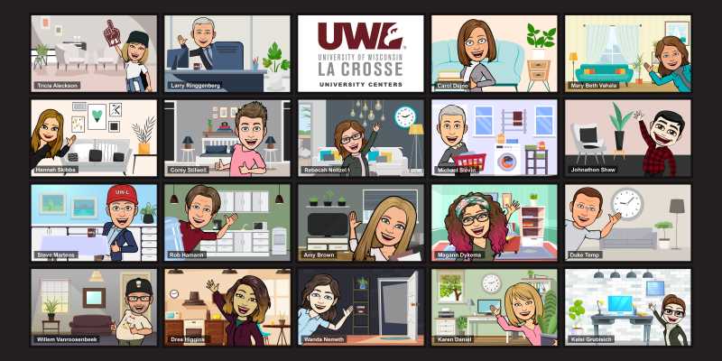 Images of University Centers staff bitmojis